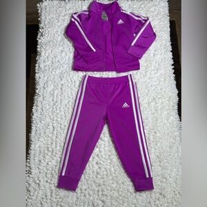 Adidas Vibrant Purple Tracksuit with White Stripes